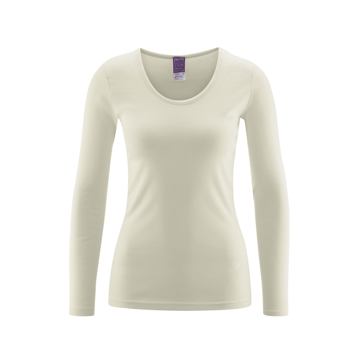 Women's organic cotton thermal long sleeve t-shirt in Natural, front view
