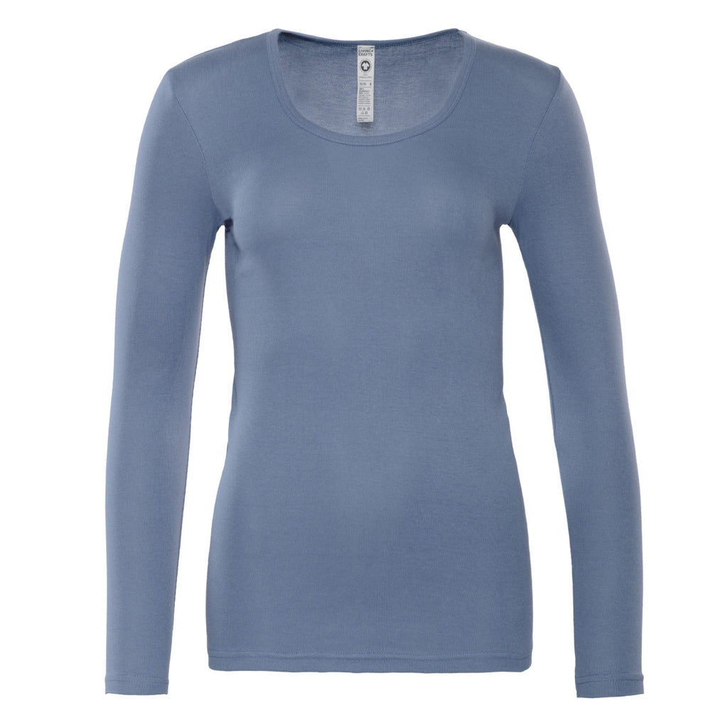 Women's organic cotton thermal long sleeve t-shirt in Velvet Morning, front view