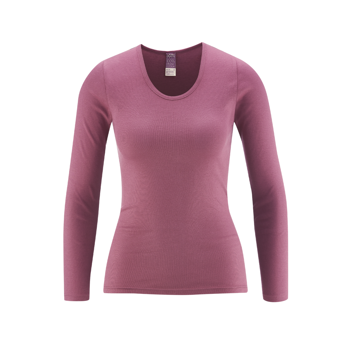 Women's organic cotton thermal long sleeve t-shirt in Dark Rose, front view