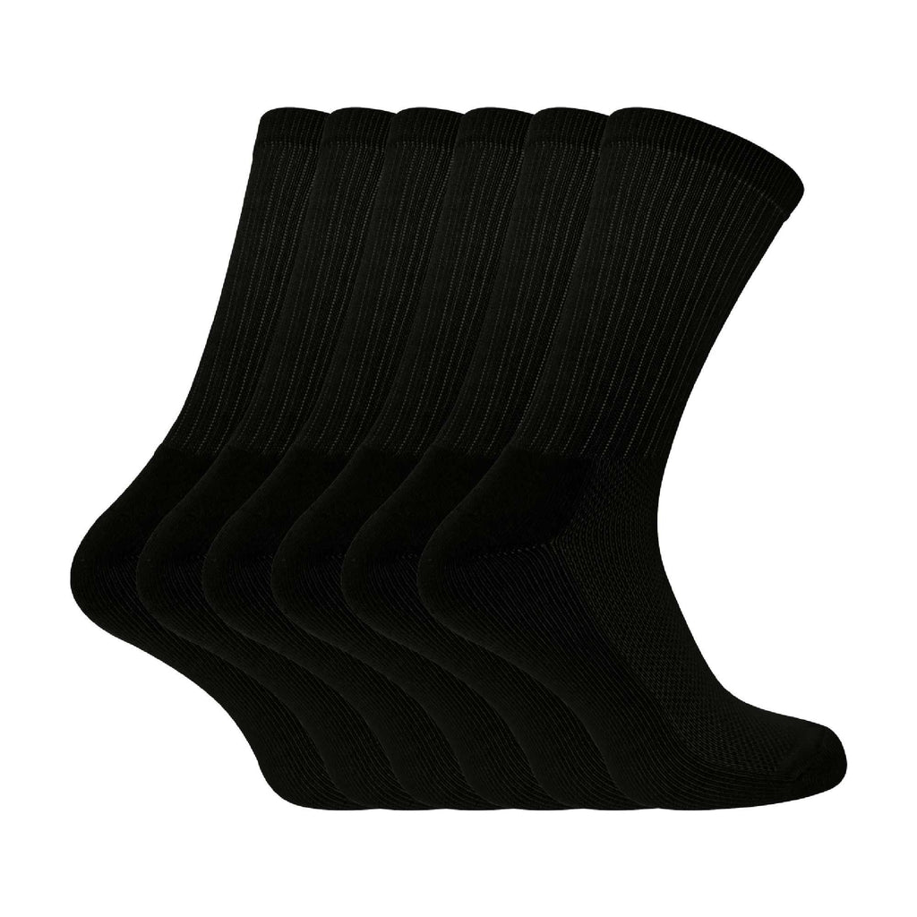 Men's bamboo running socks in Black, 6-pair pack laid flat