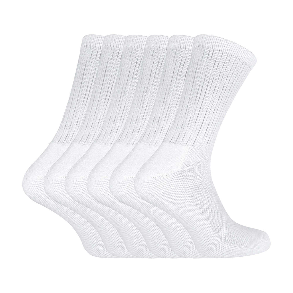 Men's bamboo running socks in White, 6-pair pack laid flat