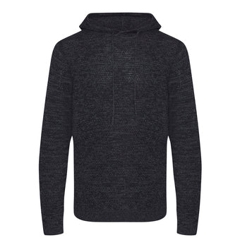 Knitted recycled hoodie in Charcoal/ Black, front view