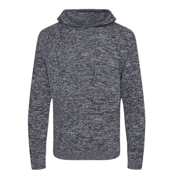 Knitted recycled hoodie in Heather/ Charcoal, front view