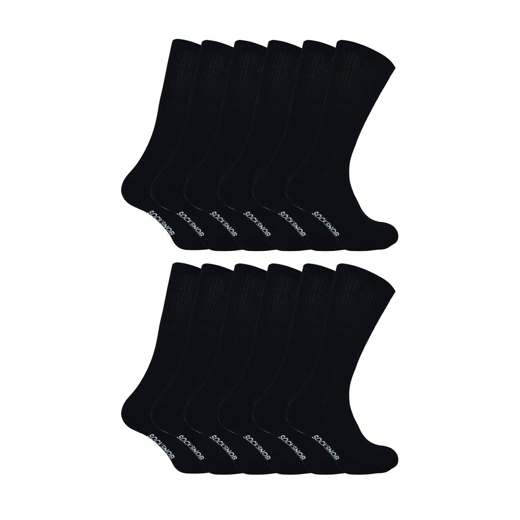 Men's bamboo running socks in Black, 12-pair pack laid flat