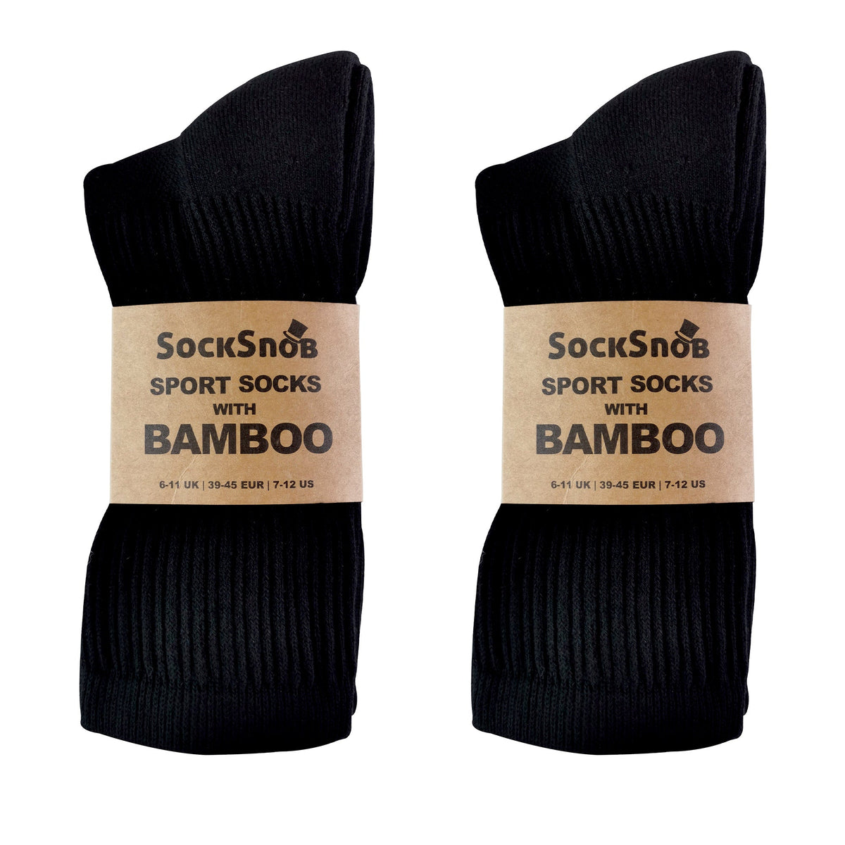 Men's bamboo running socks in Black, 12-pair pack in two bundles