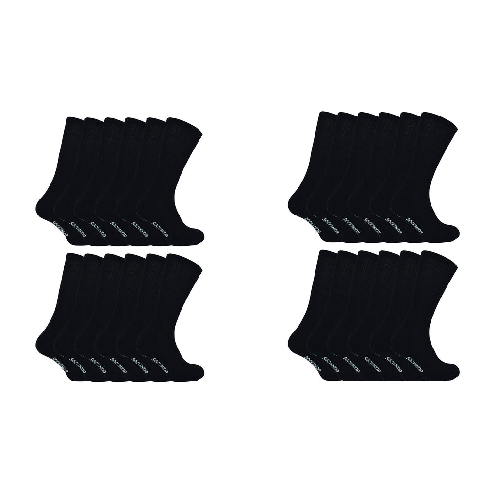 Men's bamboo running socks in Black, 24-pair pack laid flat