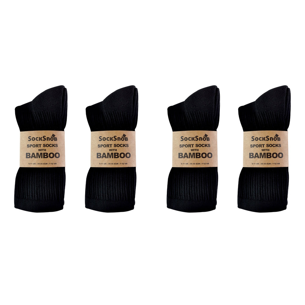 Men's bamboo running socks in Black, 24-pair pack in four bundles