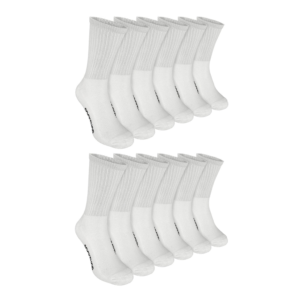 Men's bamboo running socks in White, 12-pair pack laid flat