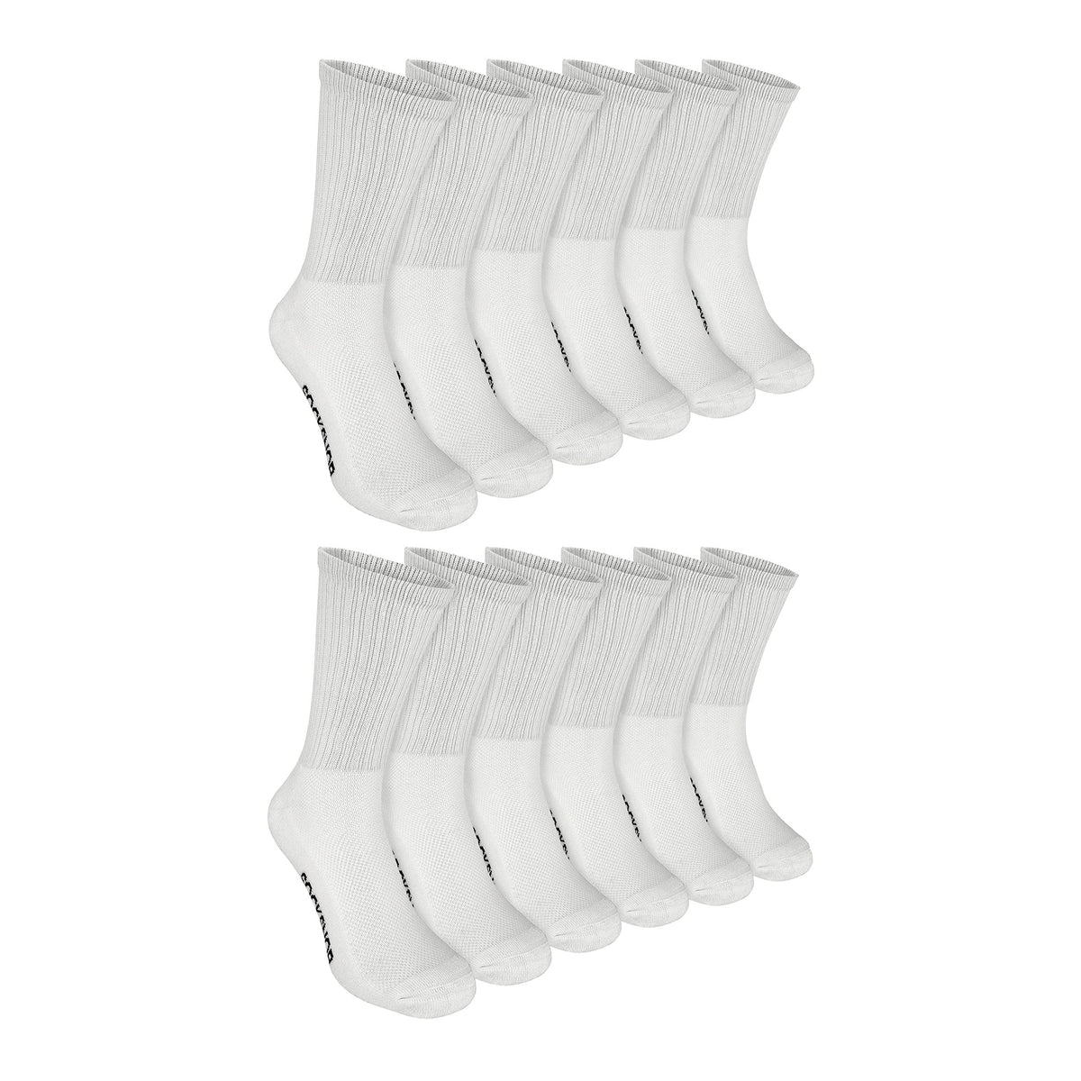 Men's bamboo running socks in White, 12-pair pack laid flat