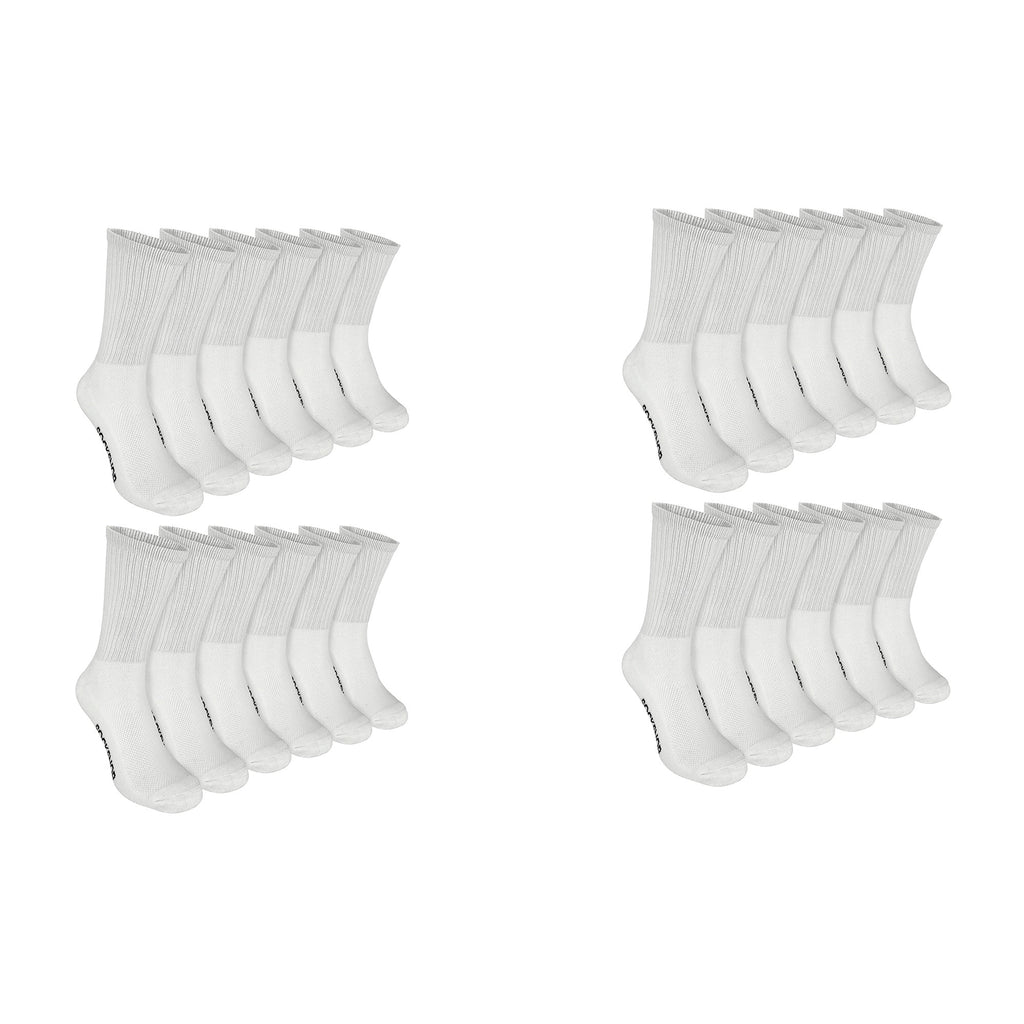 Men's bamboo running socks in White, 24-pair pack laid flat