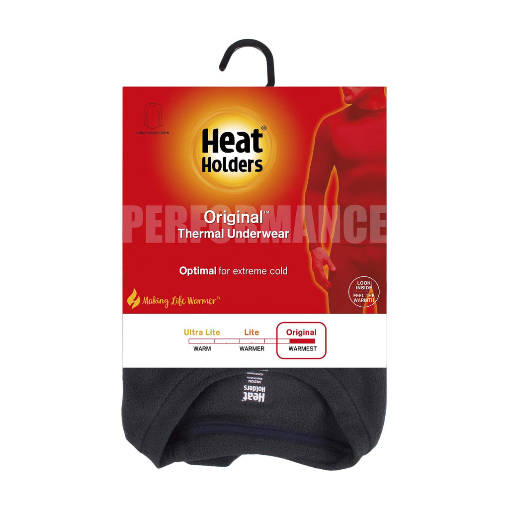 Men's fleece-lined thermal long sleeve top in Black, in Original thermal underwear packaging
