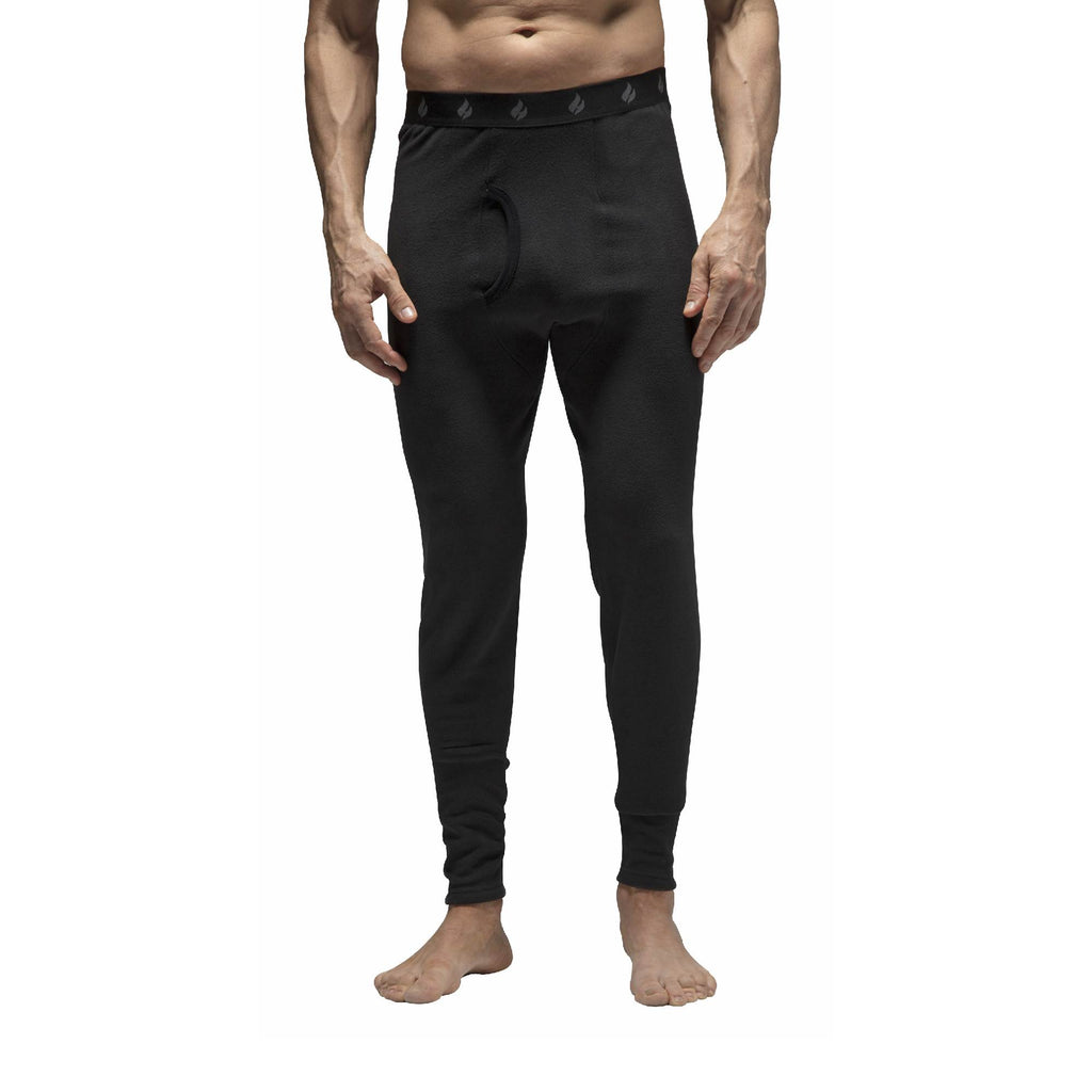 Men's fleece-lined thermal long johns in Black (XX-Warm - Original), worn by a model, front view
