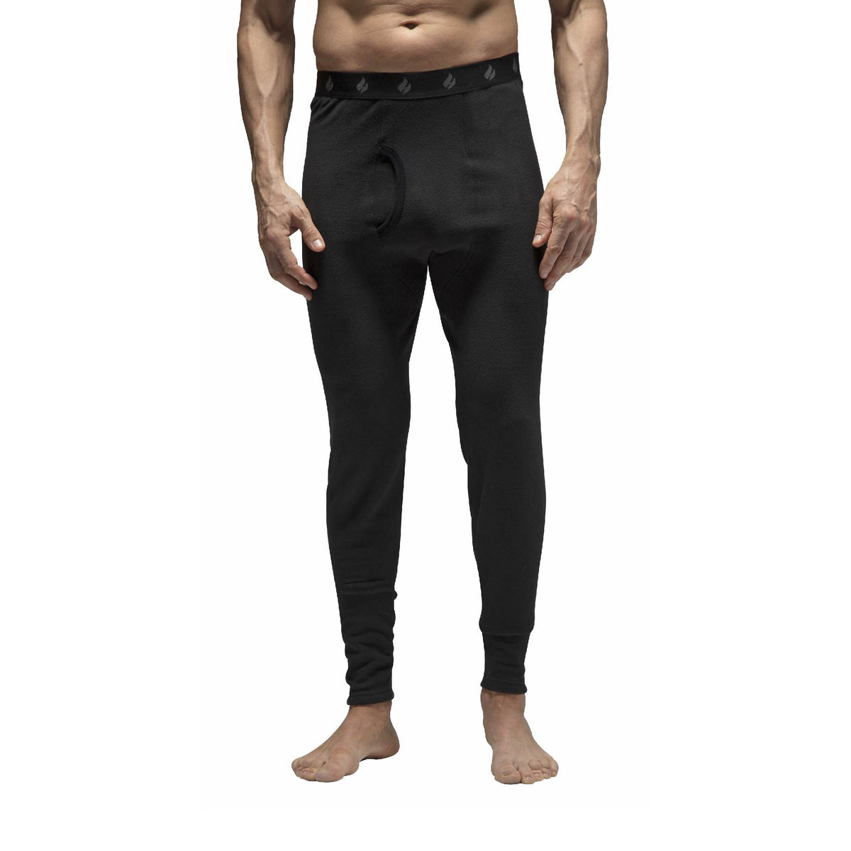 Men's fleece-lined thermal long johns in Black (XX-Warm - Original), worn by a model, front view