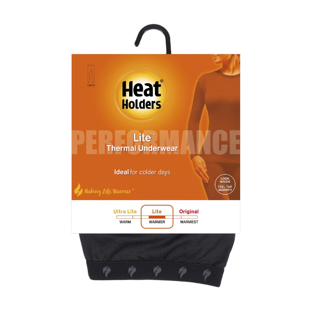 Women's fleece-lined thermal long johns in Black, in Lite thermal underwear packaging