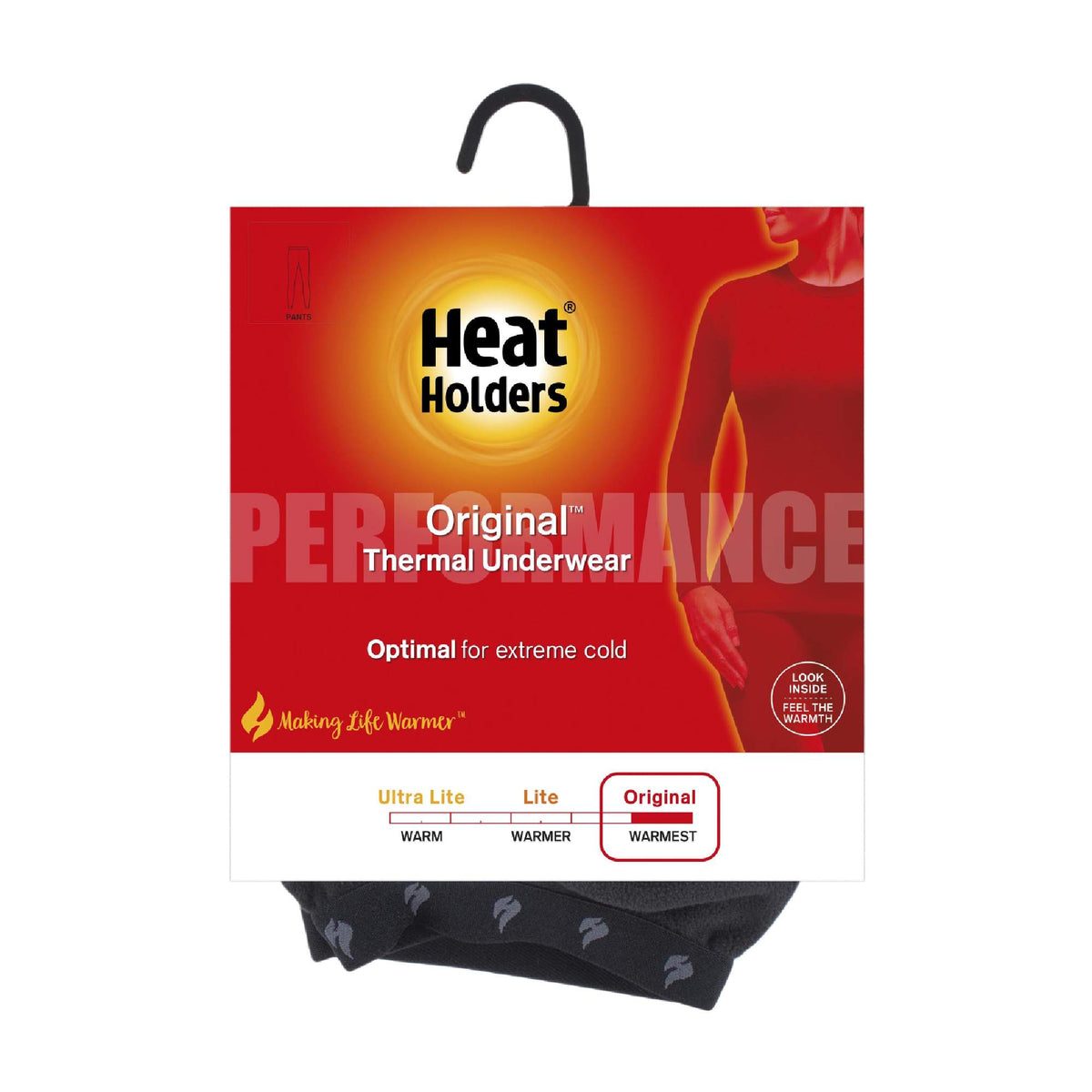 Women's fleece-lined thermal long johns in Black, in Original thermal underwear packaging