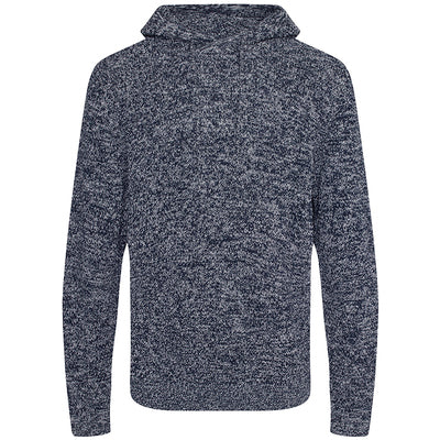 Knitted recycled hoodie in Navy/ Heather Grey, front view