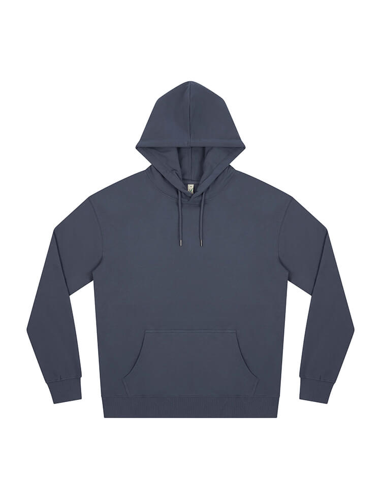 Unisex organic cotton faded hoodie in Faded Navy, front view