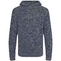 Knitted recycled hoodie in Navy/ Heather Grey, front view