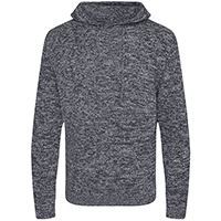 Knitted recycled hoodie in Heather/ Charcoal, front view