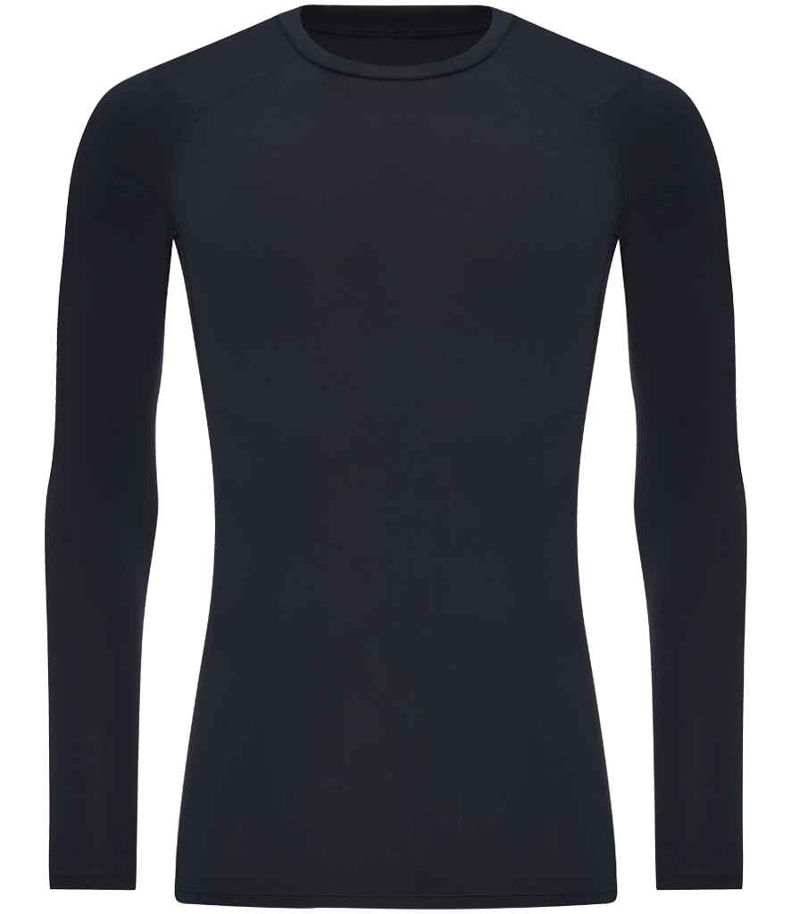 Men's recycled long sleeve base layer in French Navy, front view