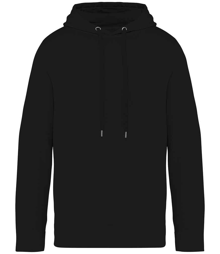 Organic French terry hoodie in Washed Black, front view