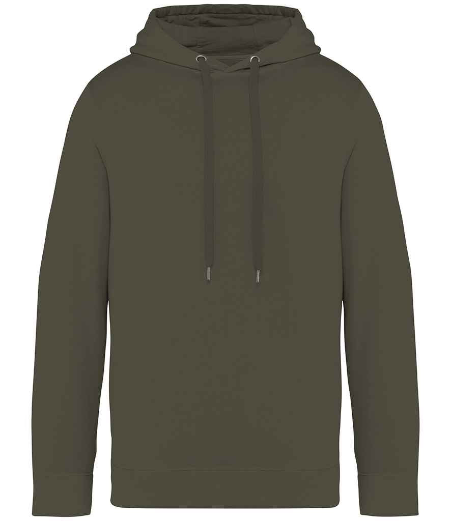 Organic French terry hoodie in Washed Organic Khaki, front view