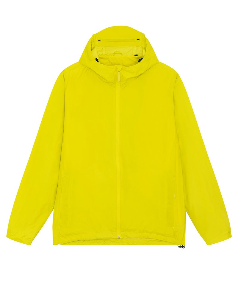 Unisex recycled lightweight waterproof jacket in Lime Flash, front view