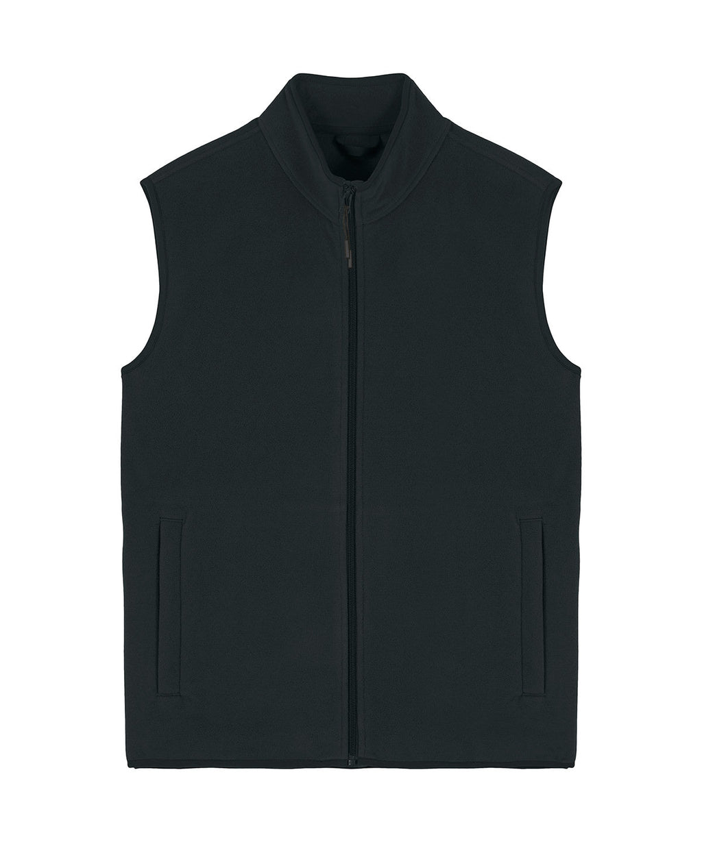 Men's recycled fleece bodywarmer in Black, front view