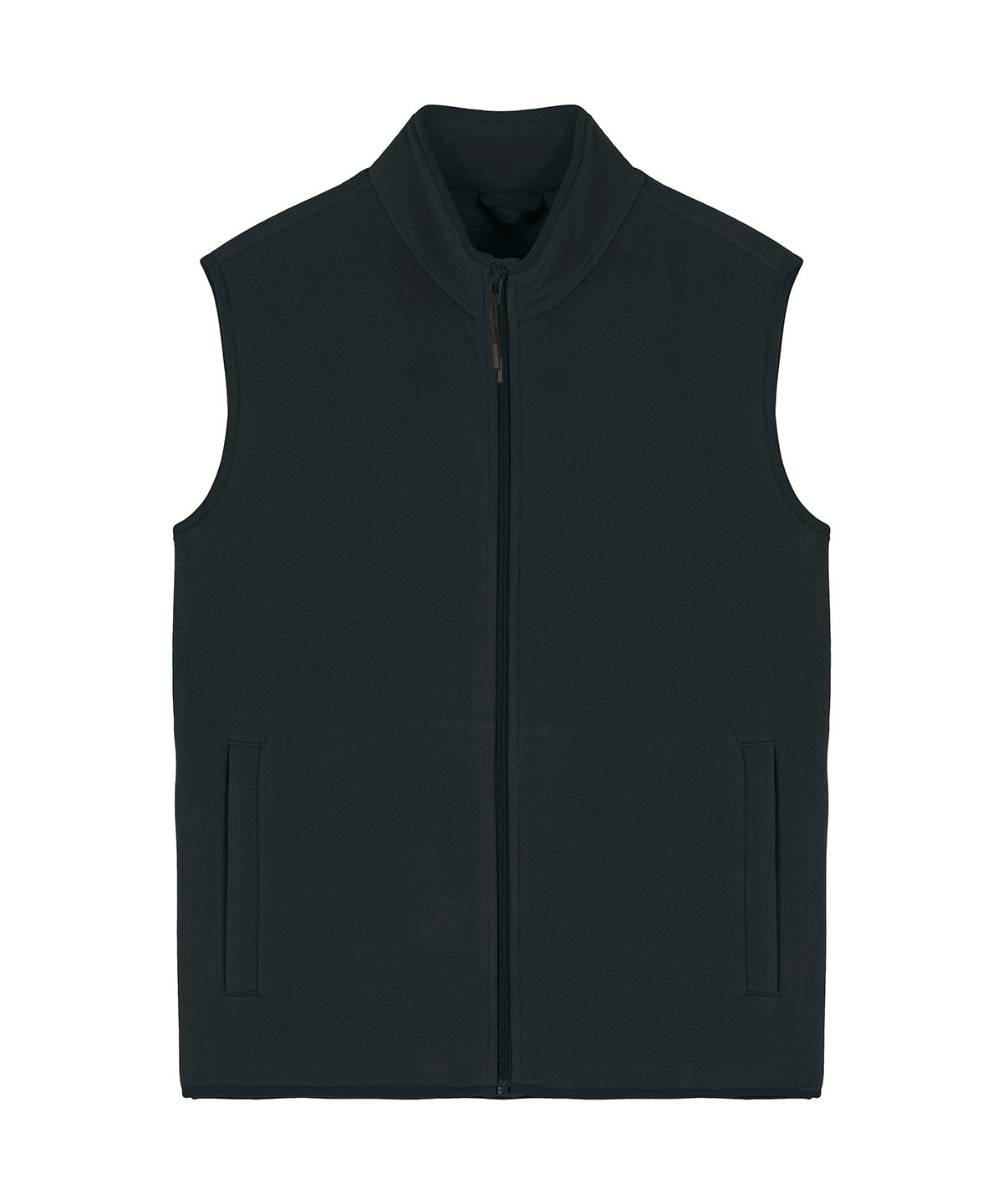 Men's recycled fleece bodywarmer in Black, front view