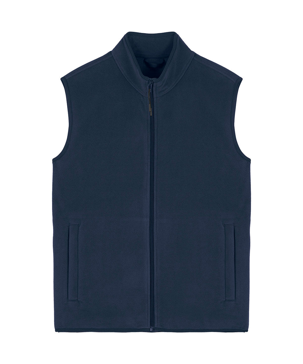 Men's recycled fleece bodywarmer in French Navy, front view