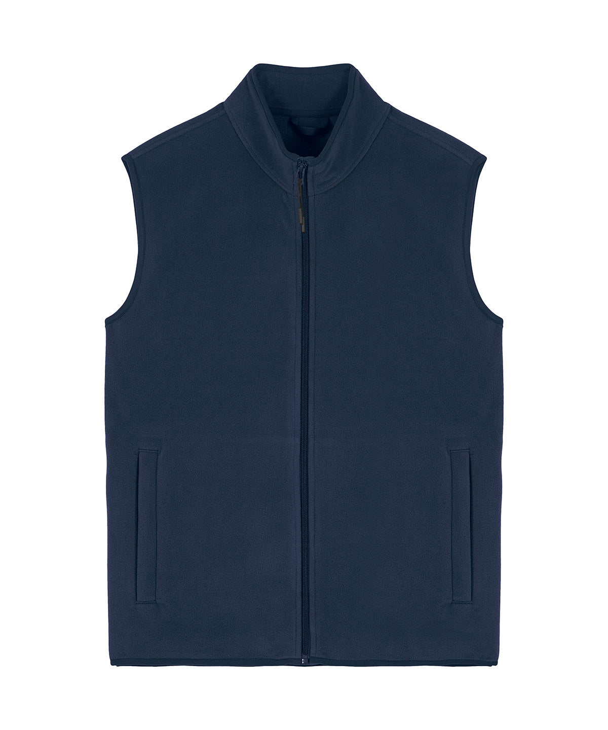 Men's recycled fleece bodywarmer in French Navy, front view