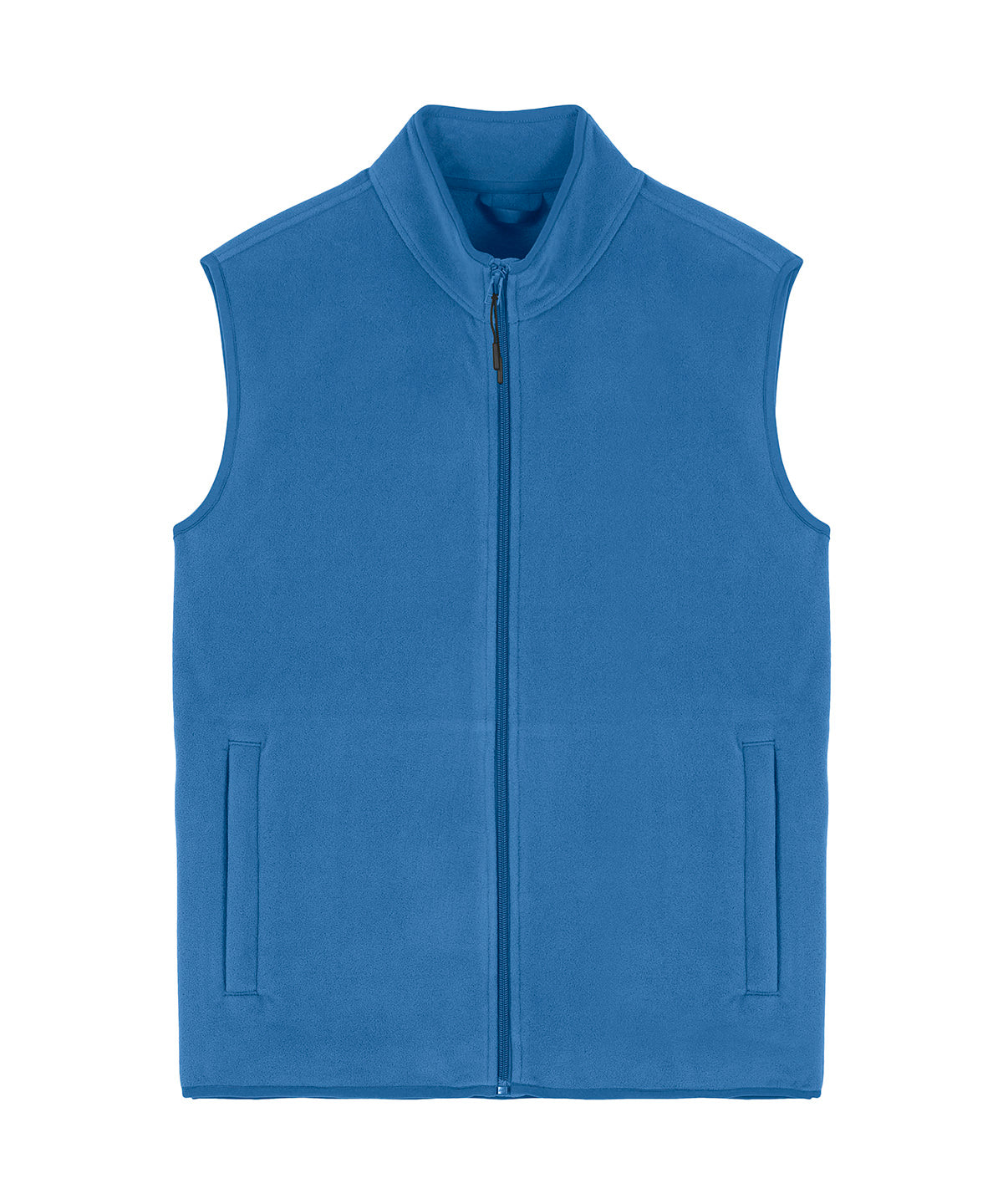 Men's recycled fleece bodywarmer in Mindful Blue, front view
