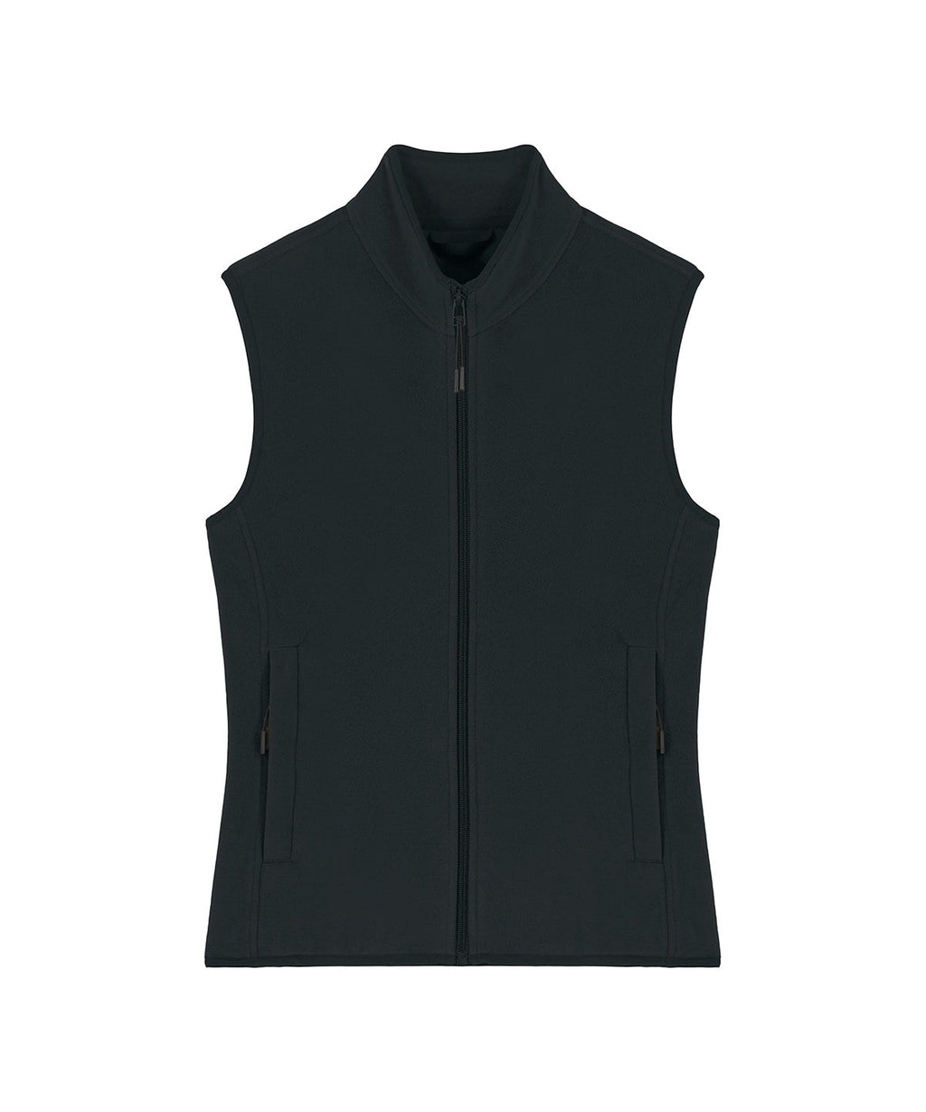 Women's recycled fleece bodywarmer in Black, front view