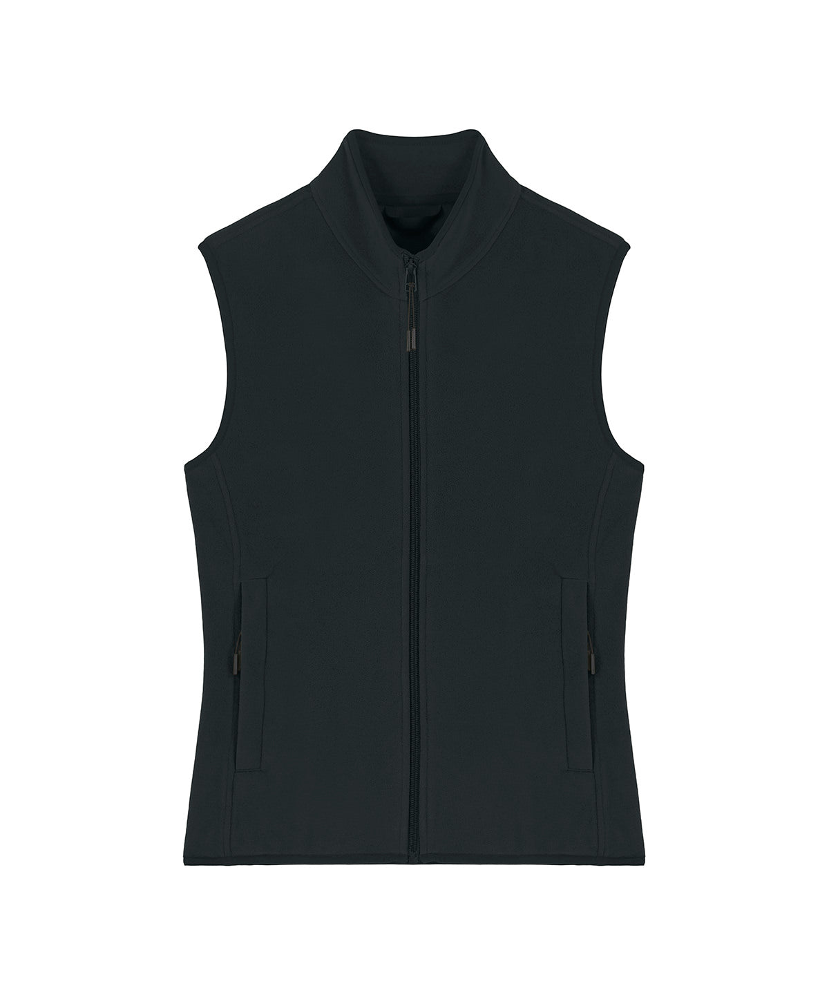 Women's recycled fleece bodywarmer in Black, front view