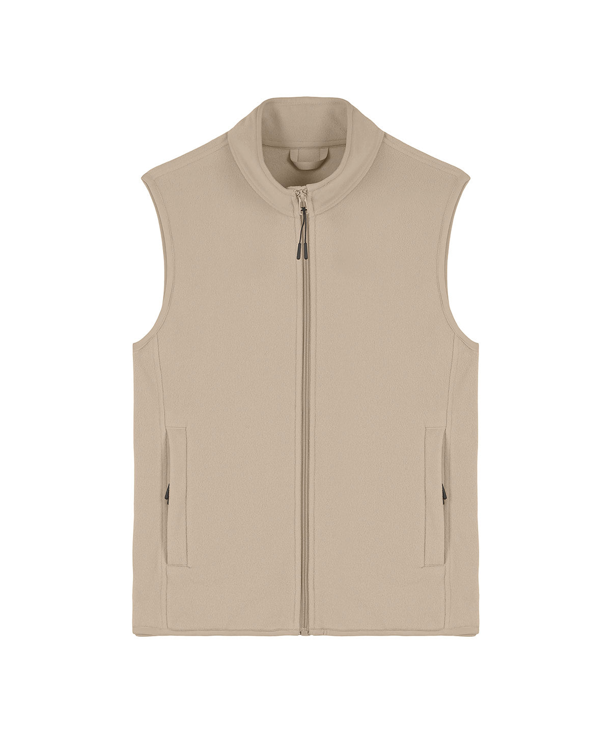 Women's recycled fleece bodywarmer in Desert Dust, front view