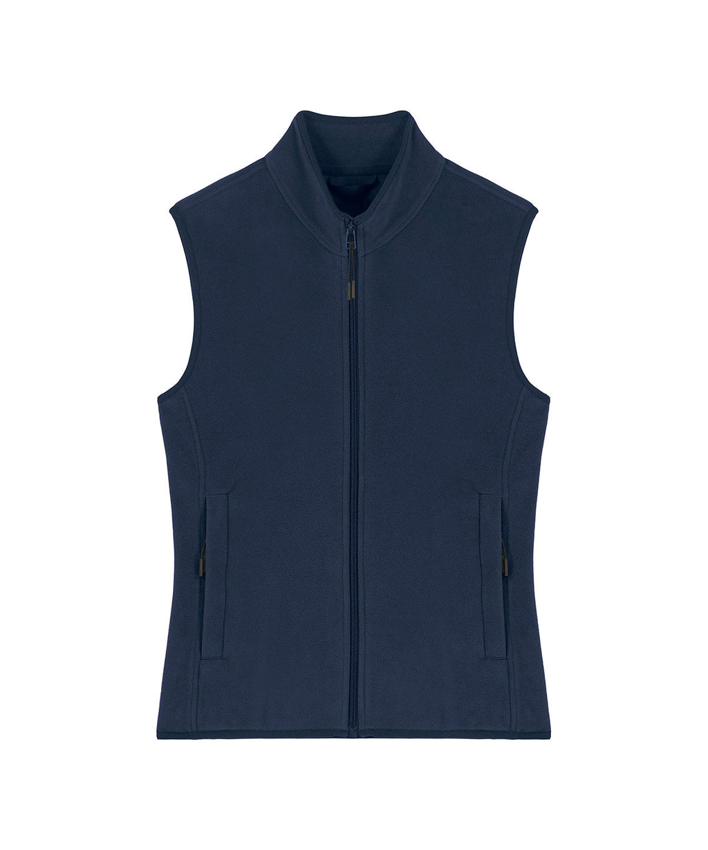 Women's recycled fleece bodywarmer in French Navy, front view