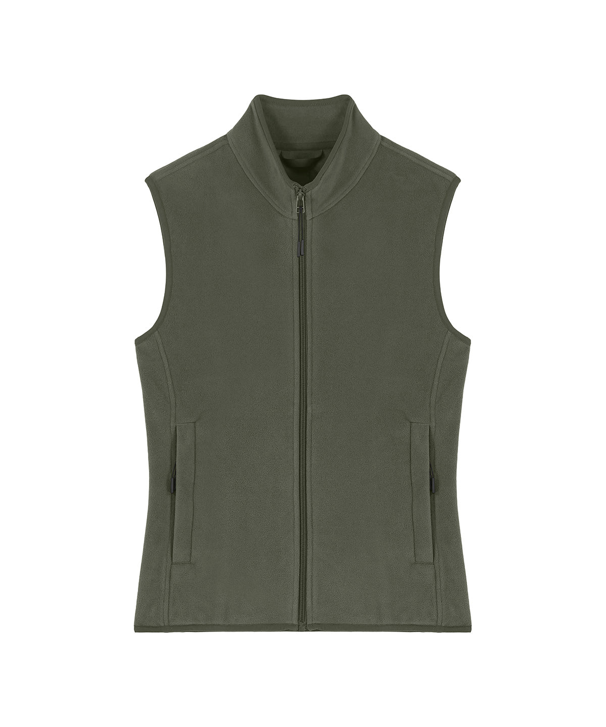 Women's recycled fleece bodywarmer in Khaki, front view