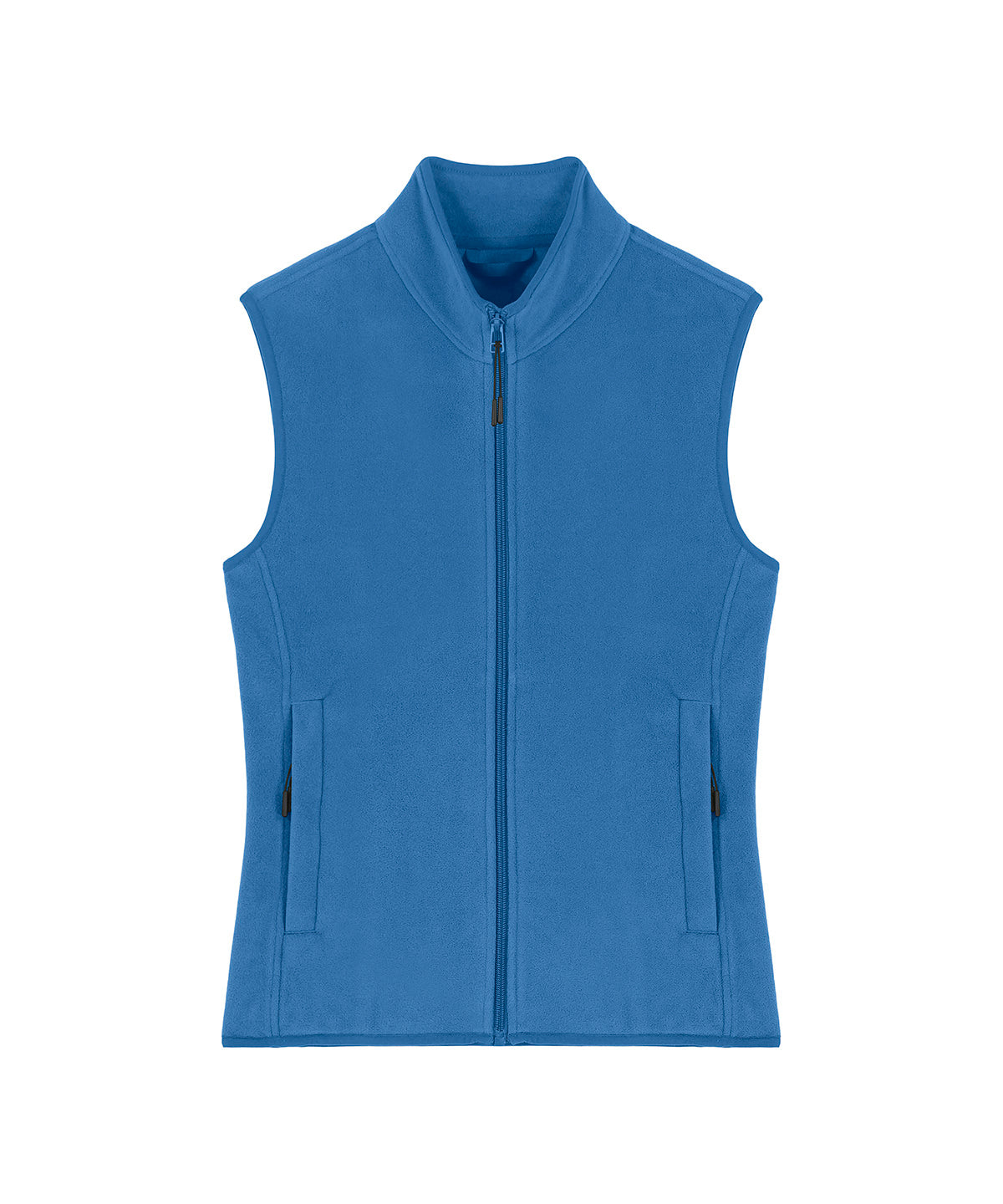 Women's recycled fleece bodywarmer in Mindful Blue, front view