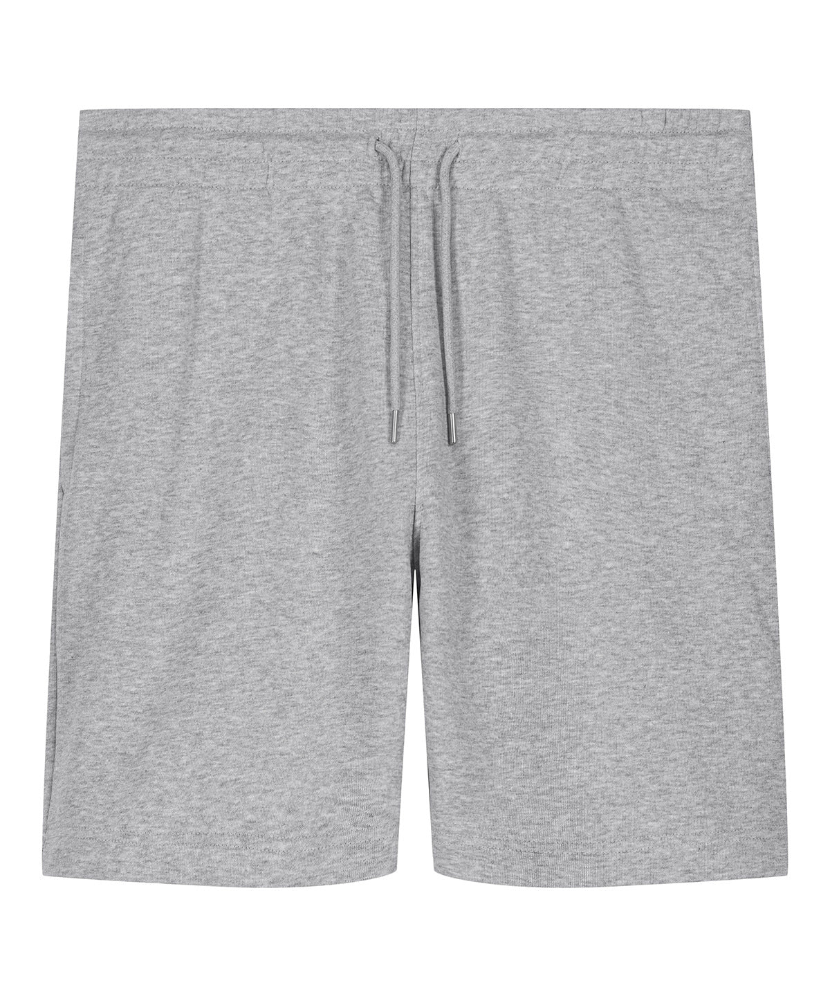Unisex organic cotton French terry jogger shorts in Heather Grey, front view