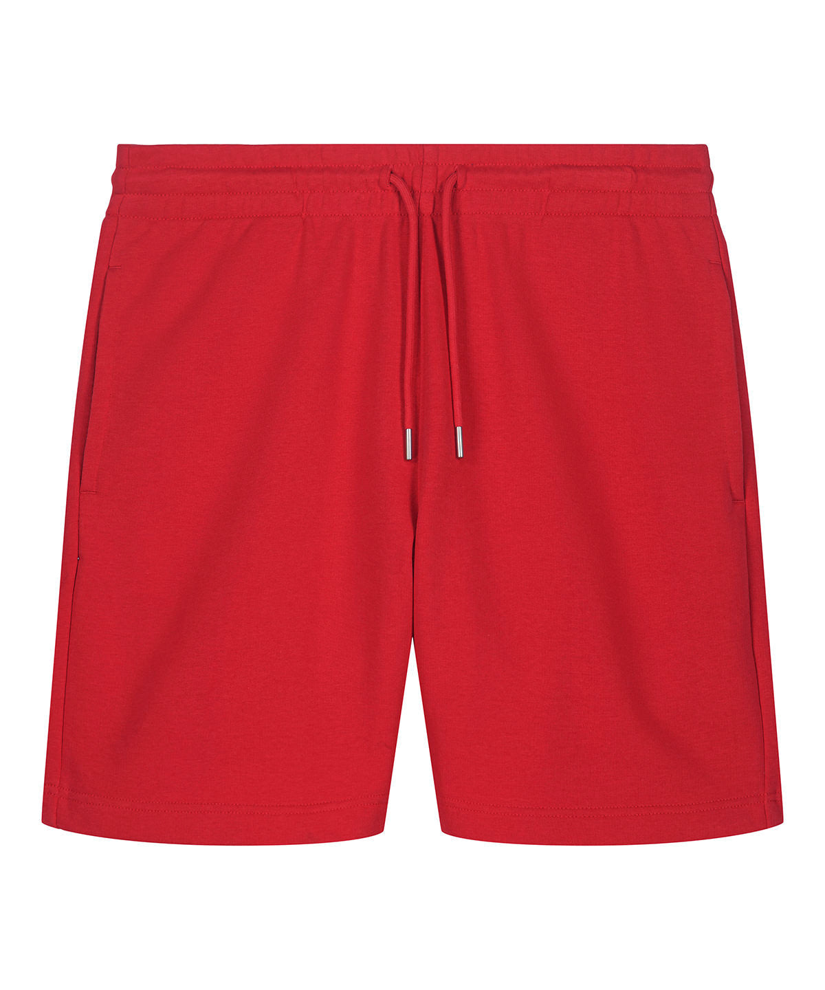 Unisex organic cotton French terry jogger shorts in Red, front view