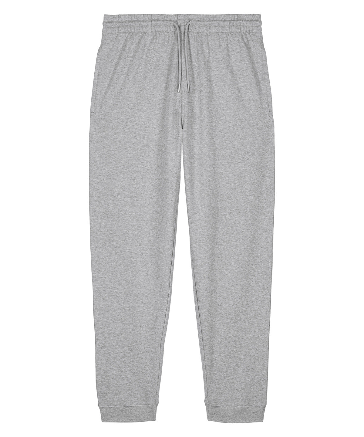 Unisex organic cotton sweatpants in Heather Grey, front view
