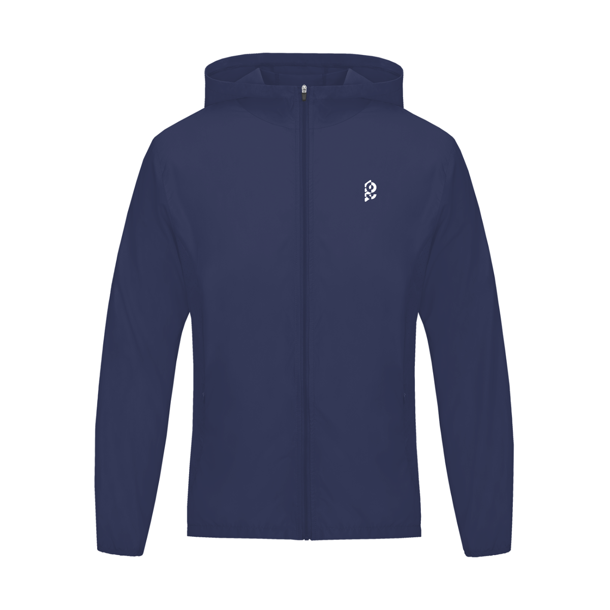 Unisex lightweight packable windbreaker jacket in Dark Blue, front view