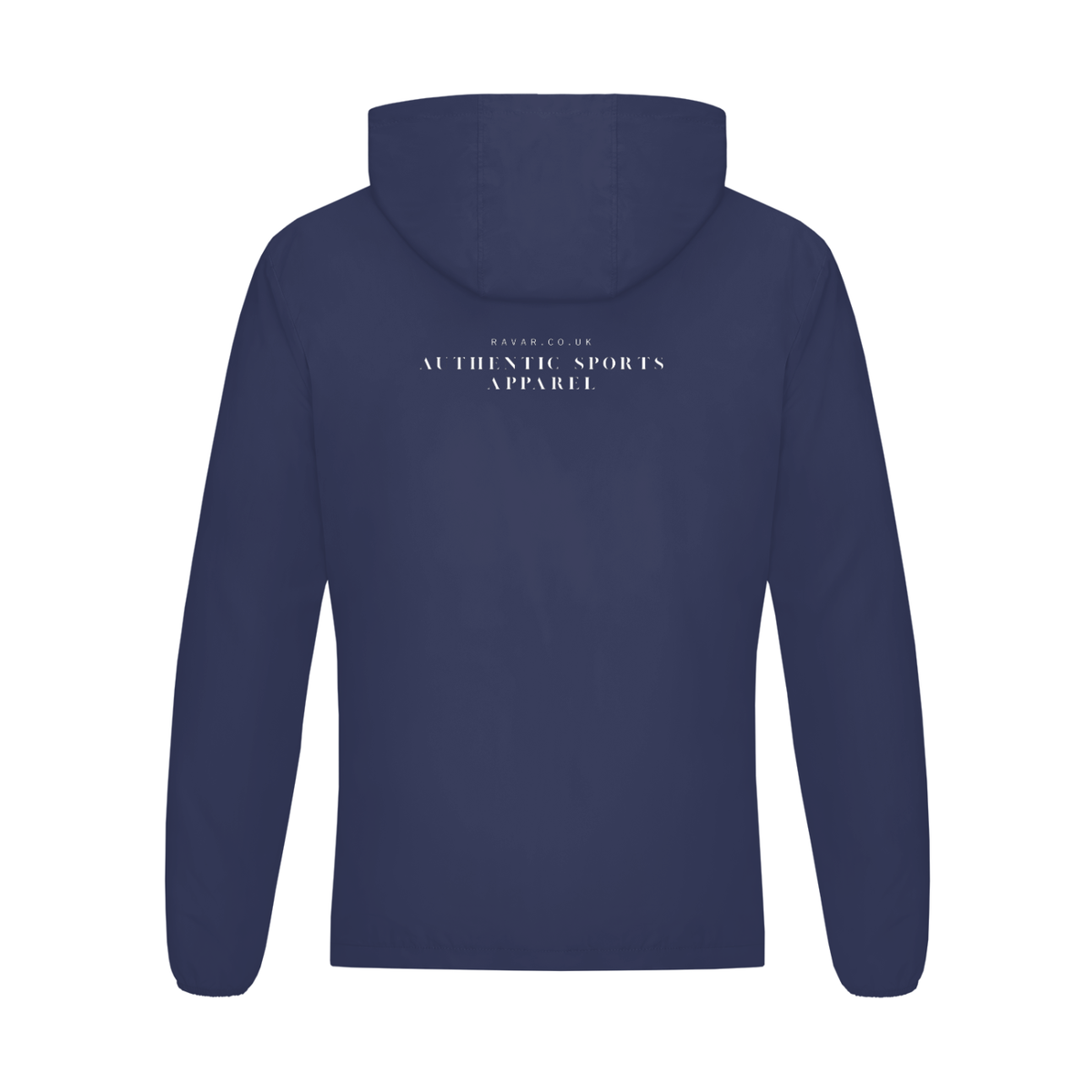 Unisex lightweight packable windbreaker jacket in Dark Blue, back view