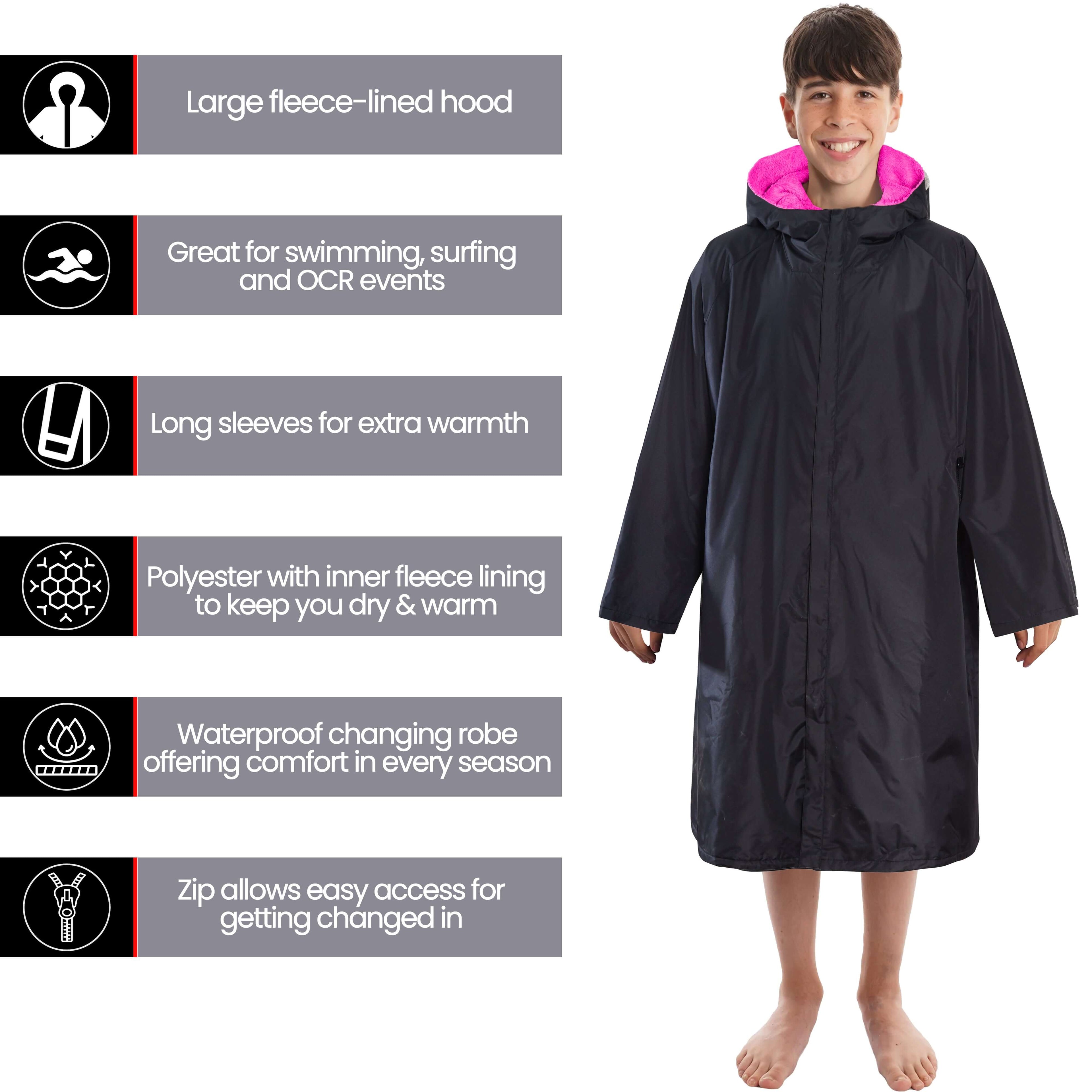 Changing Robe Kids Unisex Hooded Coat Black/Pink