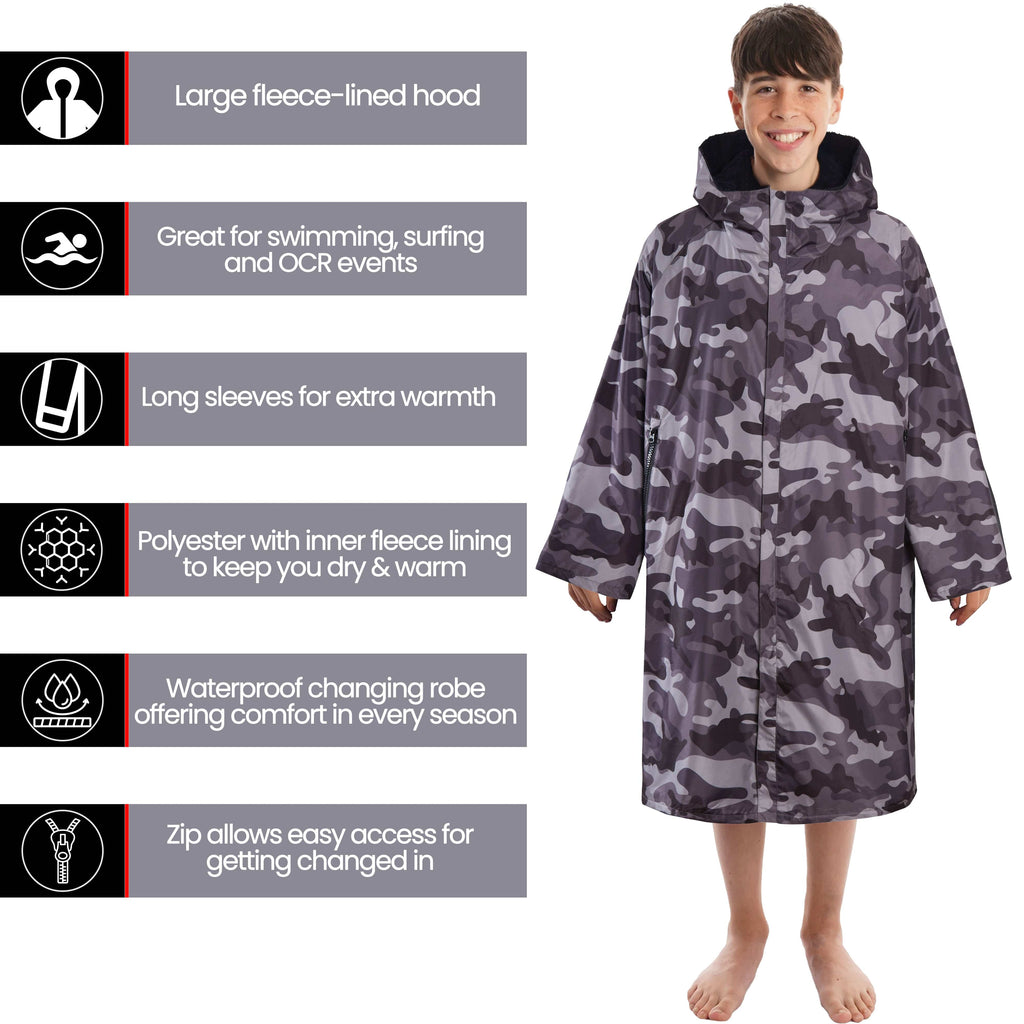 Changing Robe Kids Unisex Hooded Coat Camo/Black