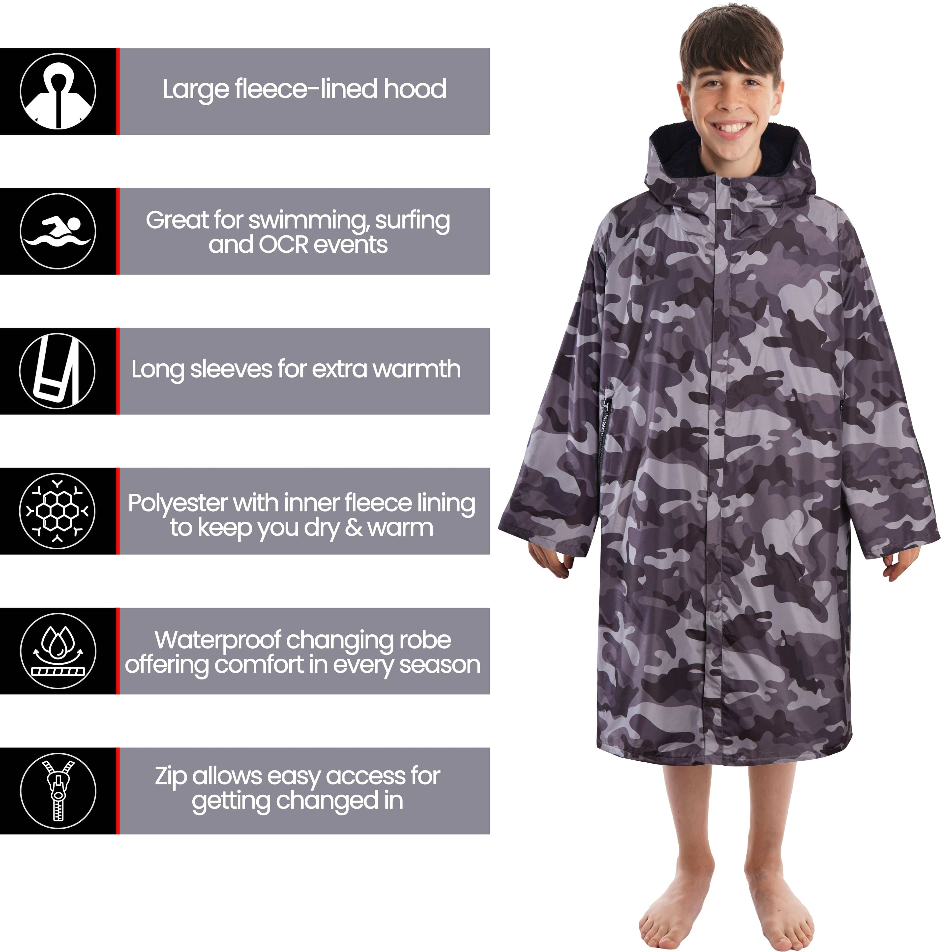 Changing Robe Kids Unisex Hooded Coat Camo/Black