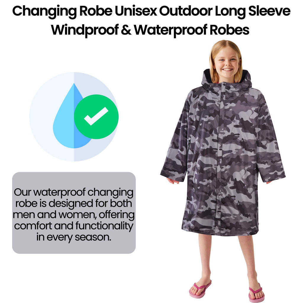 Changing Robe Kids Unisex Hooded Coat Camo/Black