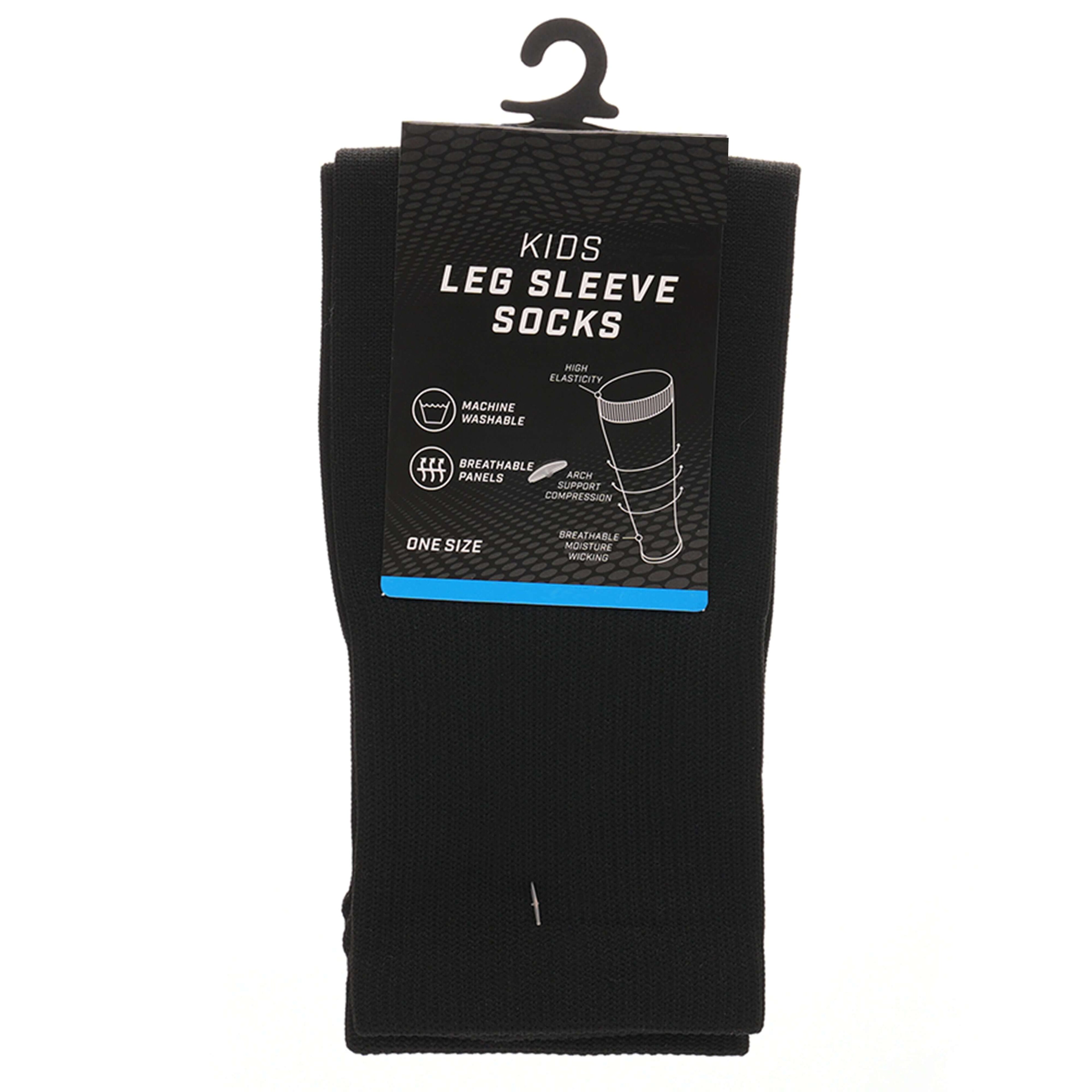 Kids Leg Sleeve Socks Black - Fits over Shin Pads