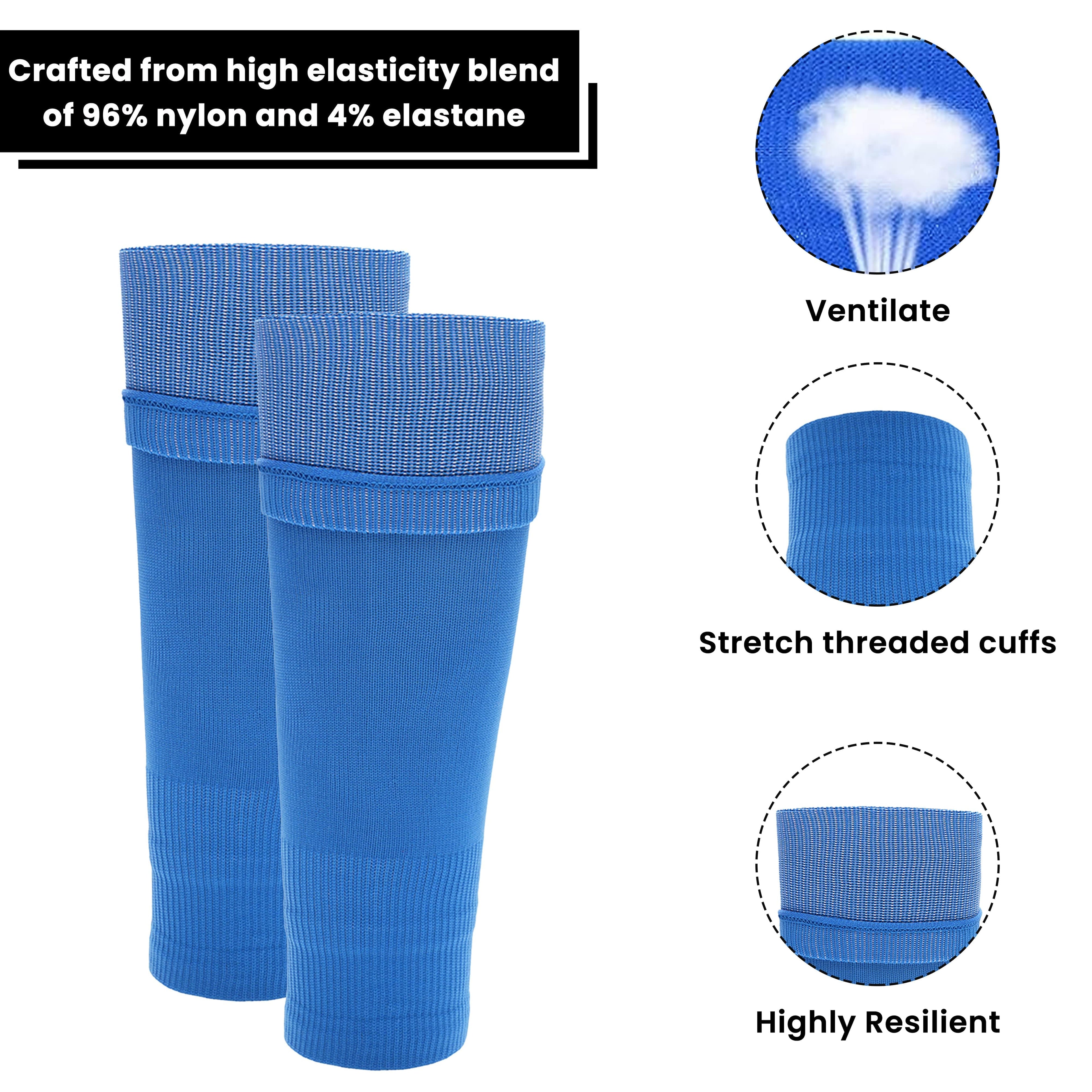 Kids Leg Sleeve Socks Blue - Fits over Shin Pads