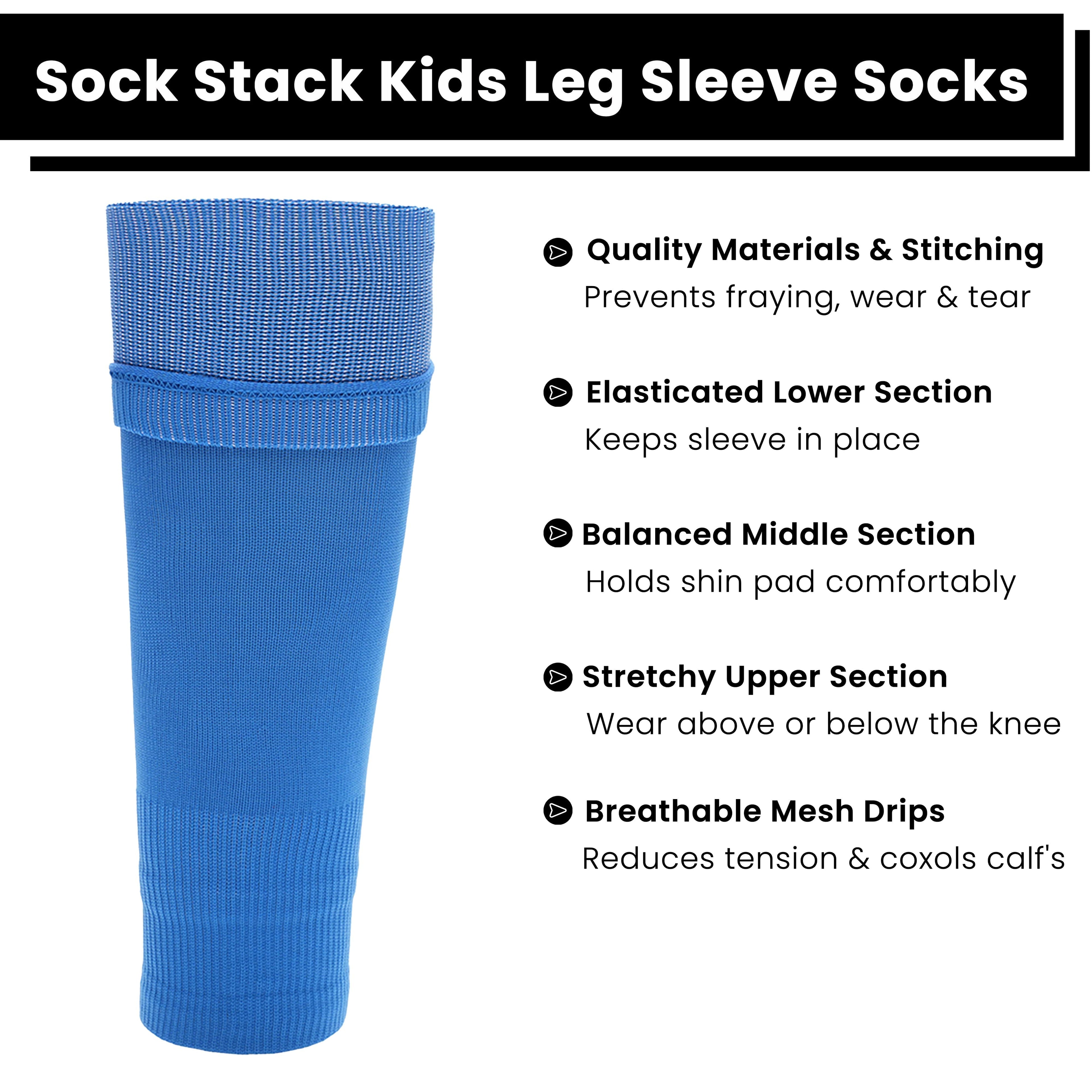 Kids Leg Sleeve Socks Blue - Fits over Shin Pads